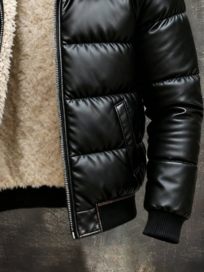 Vanhouten™ | Lederjacke mit Sherpa-Futter