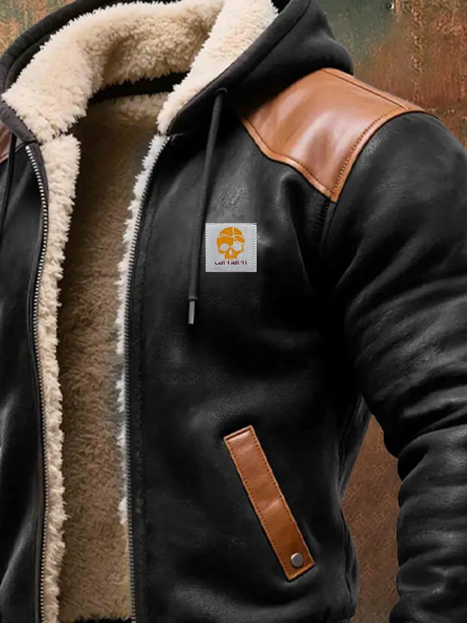 Warme Vintage-Jacke aus Kunstleder