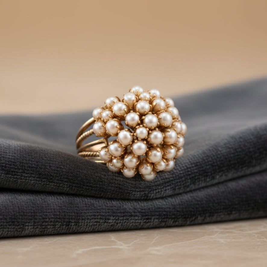 Ring mit eingelegten Perlen