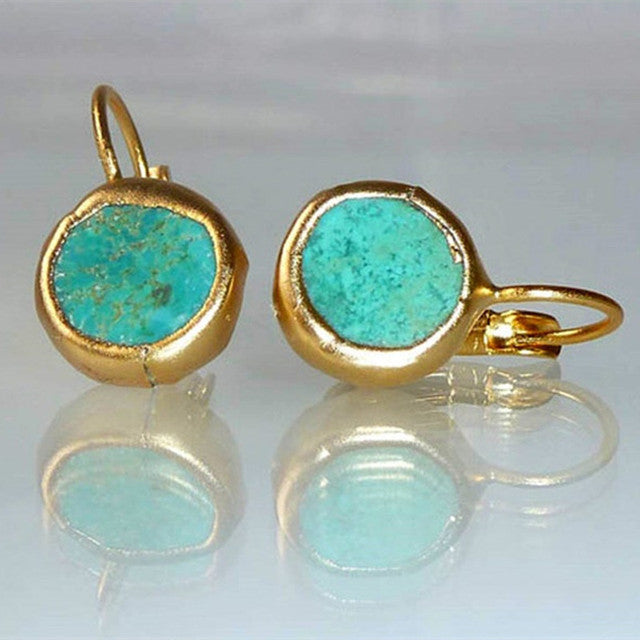 Vintage Gold Ohrringe mit Türkis