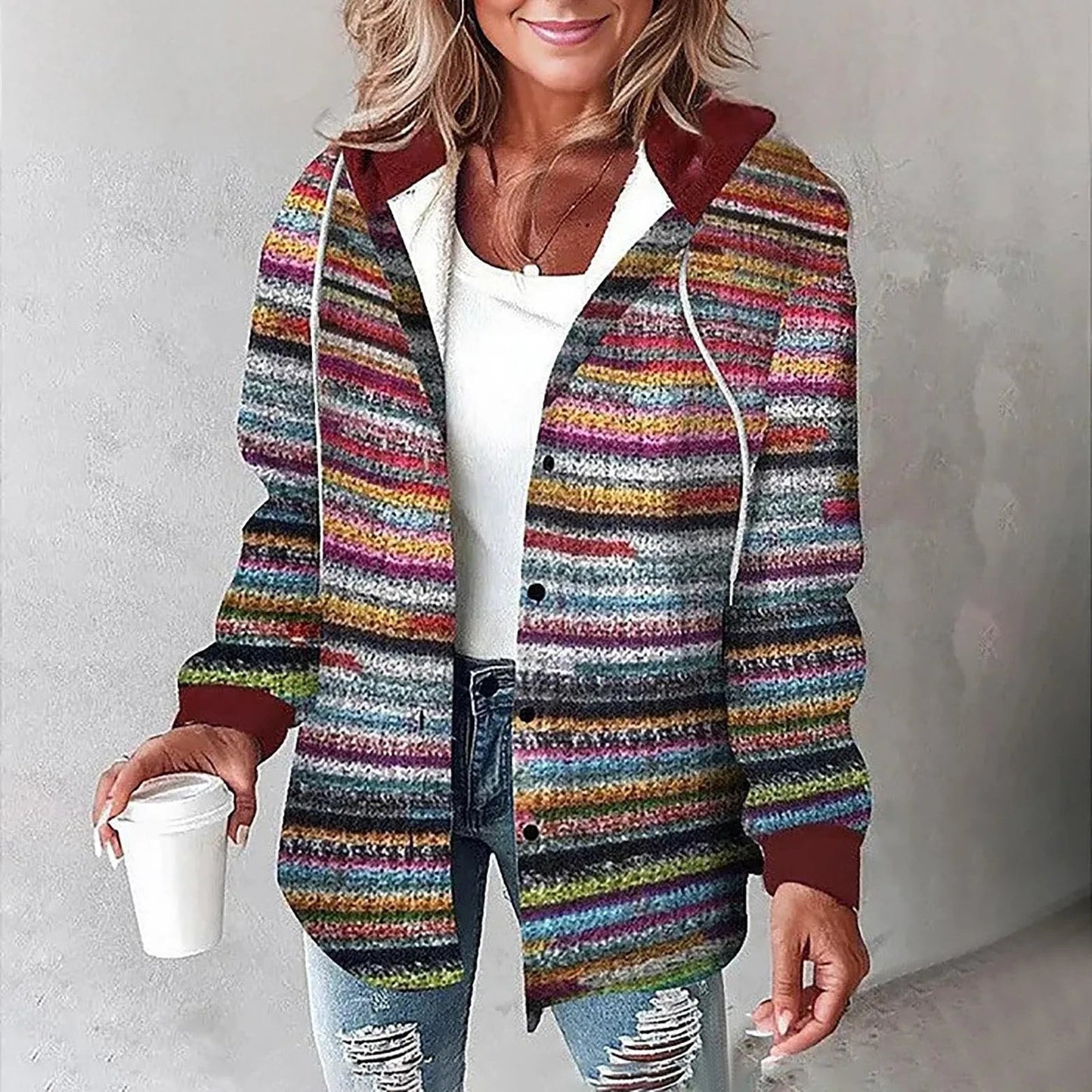 Jemima™ | Damen Knopf-Plaid-Jacke