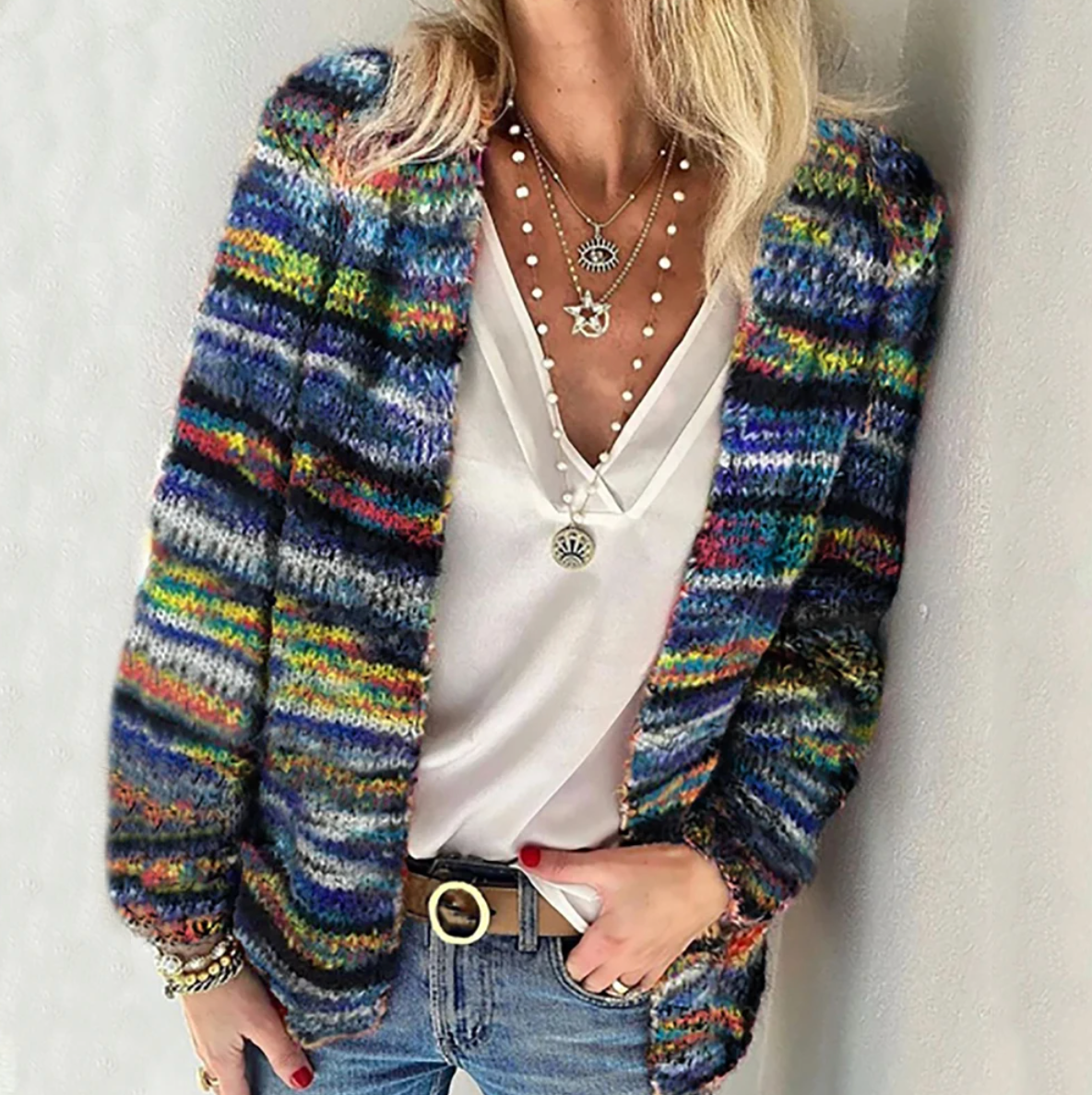 Cleo | Eleganter mehrfarbiger Cardigan