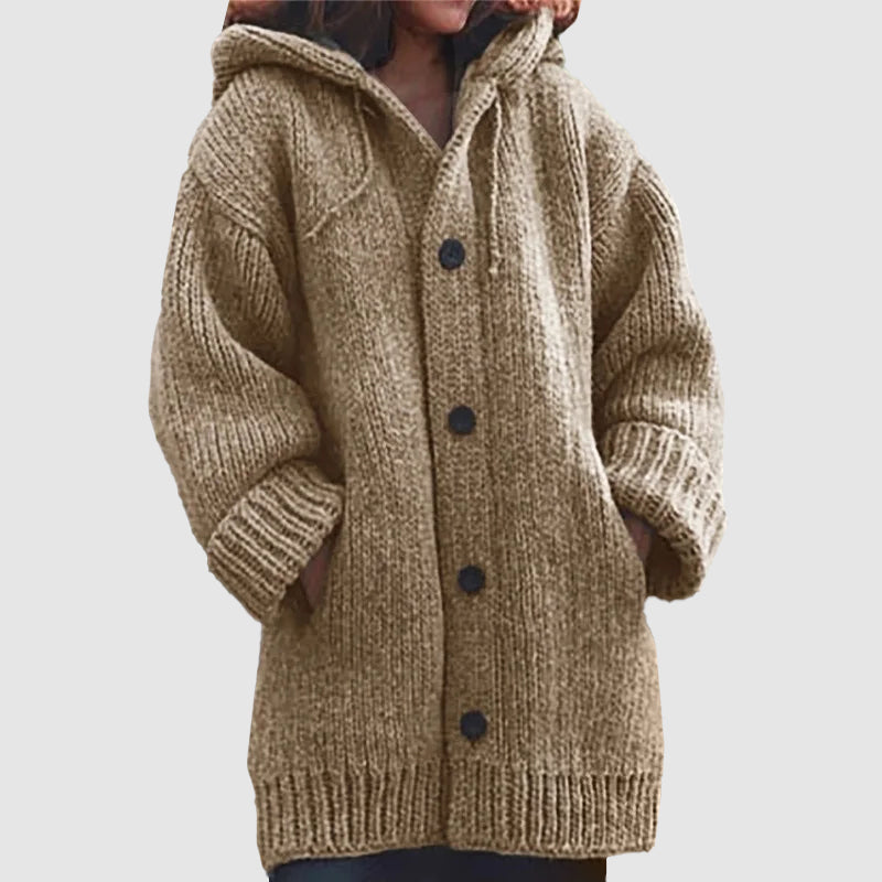 Oversized Strickcardigan mit Kapuze für Damen