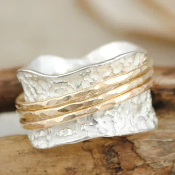 Vintage Spinner Ring aus Gold und Silber