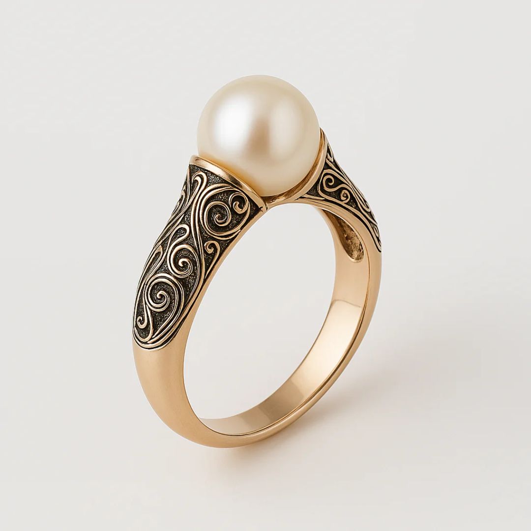 Goldring mit vintage Perle
