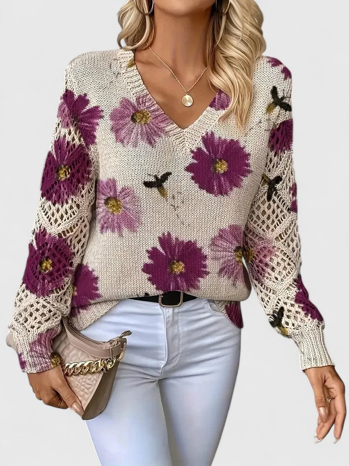 Aurélie | Eleganter Pullover mit Blumenmuster