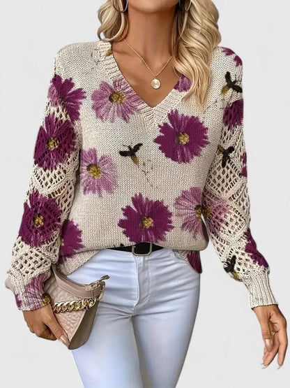 Aurélie | Eleganter Pullover mit Blumenmuster