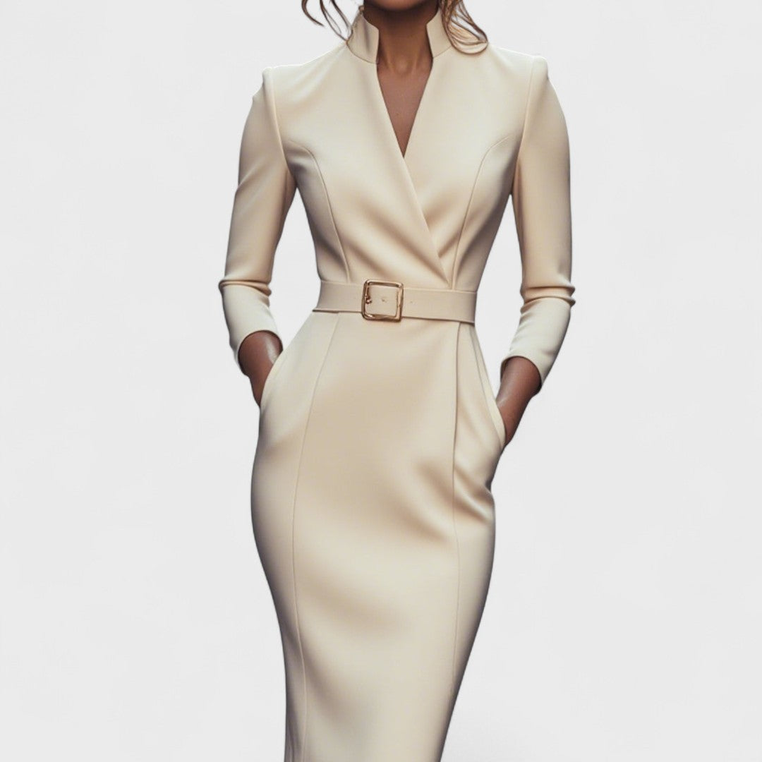 Lira™ | Mandarin Luxe – Maxikleid mit Gürtel