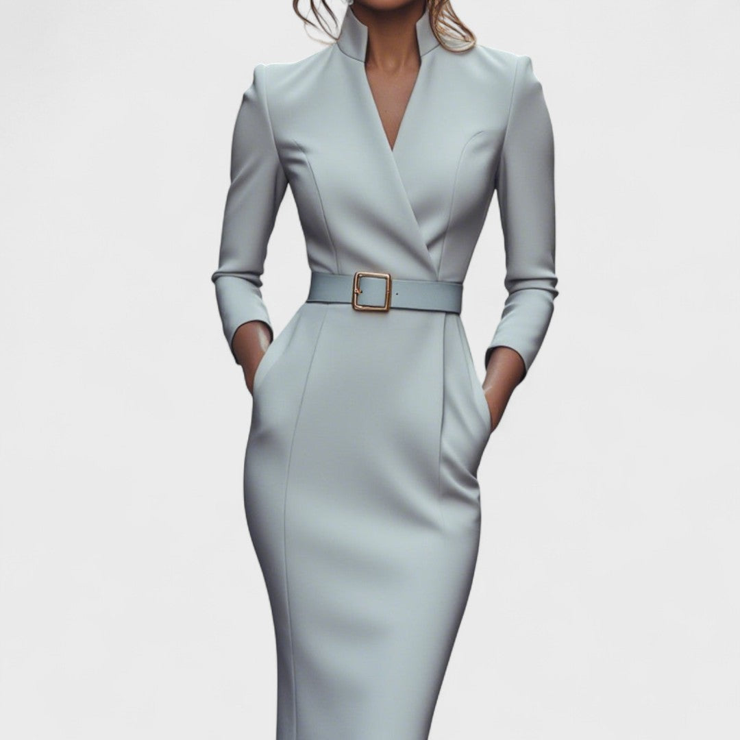 Lira™ | Mandarin Luxe – Maxikleid mit Gürtel