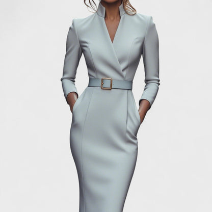 Lira™ | Mandarin Luxe – Maxikleid mit Gürtel