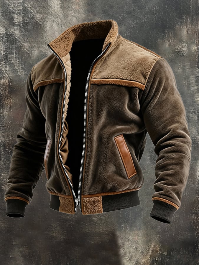 Vanhouten™ | Warme Velvet- und Kunstlederjacke mit Fleece-Futter