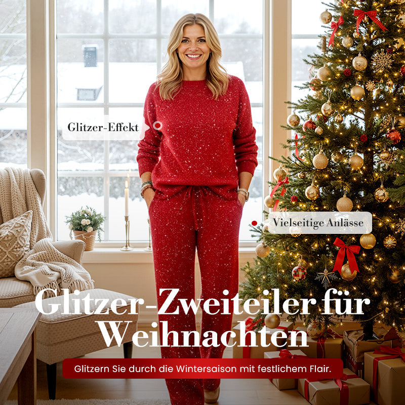 Damen-Glitzer-Weihnachts-Zweiteiler