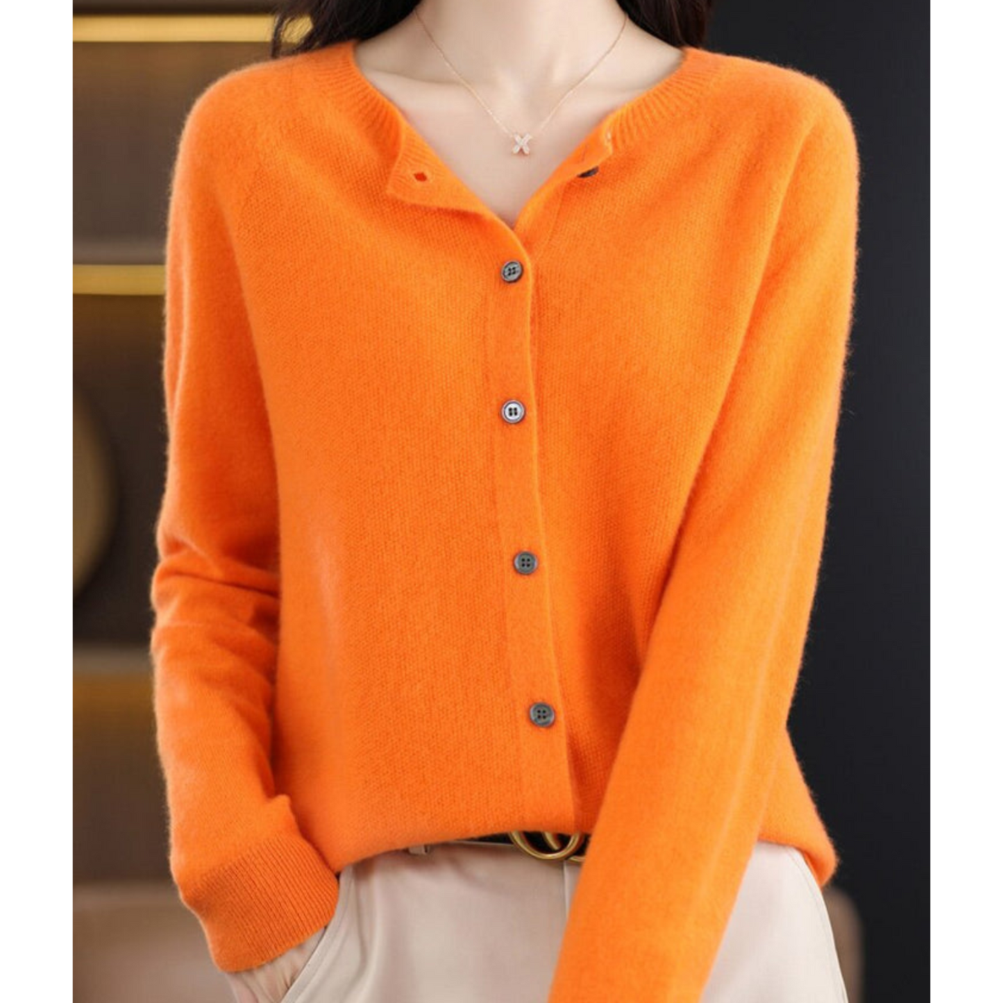 ANJA - Reine Merinowolle Damen O-Uringad Strickpullover