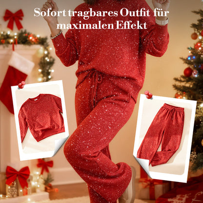 Damen-Glitzer-Weihnachts-Zweiteiler