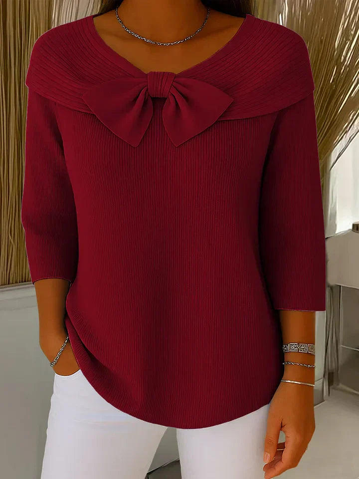 Clara | Elegantes Oberteil mit Schleife aus weichem Strick