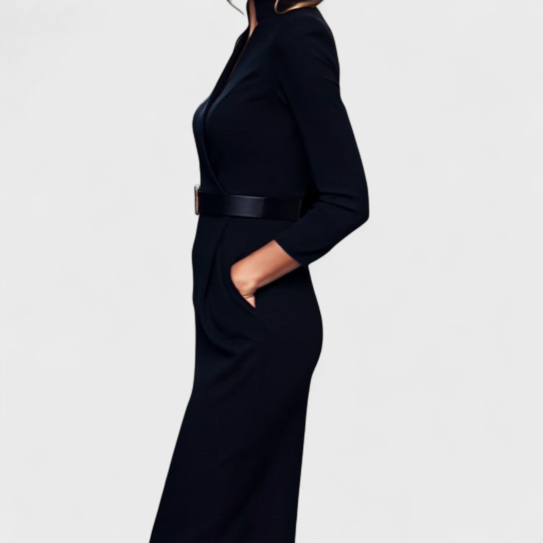Lira™ | Mandarin Luxe – Maxikleid mit Gürtel