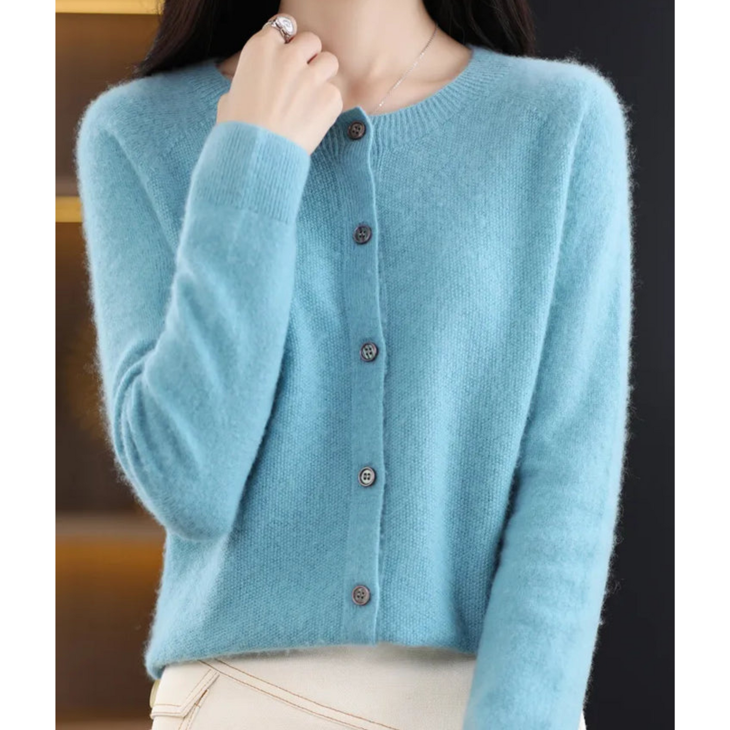 ANJA - Reine Merinowolle Damen O-Uringad Strickpullover