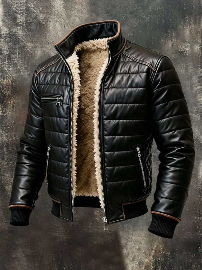 Vanhouten™ | Schwarze Jacke mit Sherpa-Futter