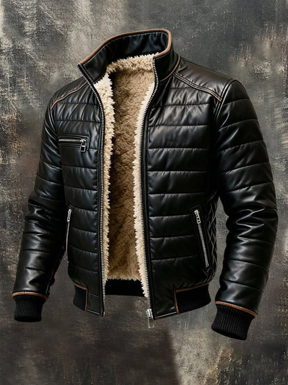 Vanhouten™ | Schwarze Jacke mit Sherpa-Futter