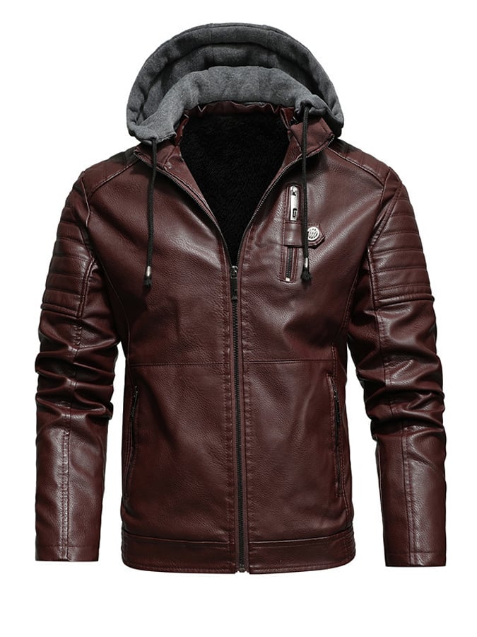Vanhouten™ | Gebrauchte Lederlook-Jacke mit Kapuze