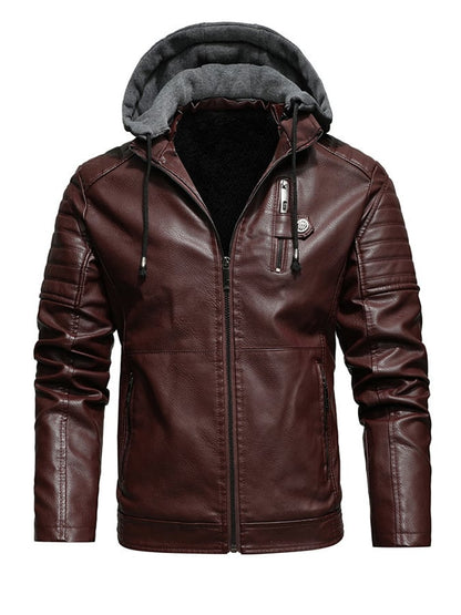 Vanhouten™ | Gebrauchte Lederlook-Jacke mit Kapuze