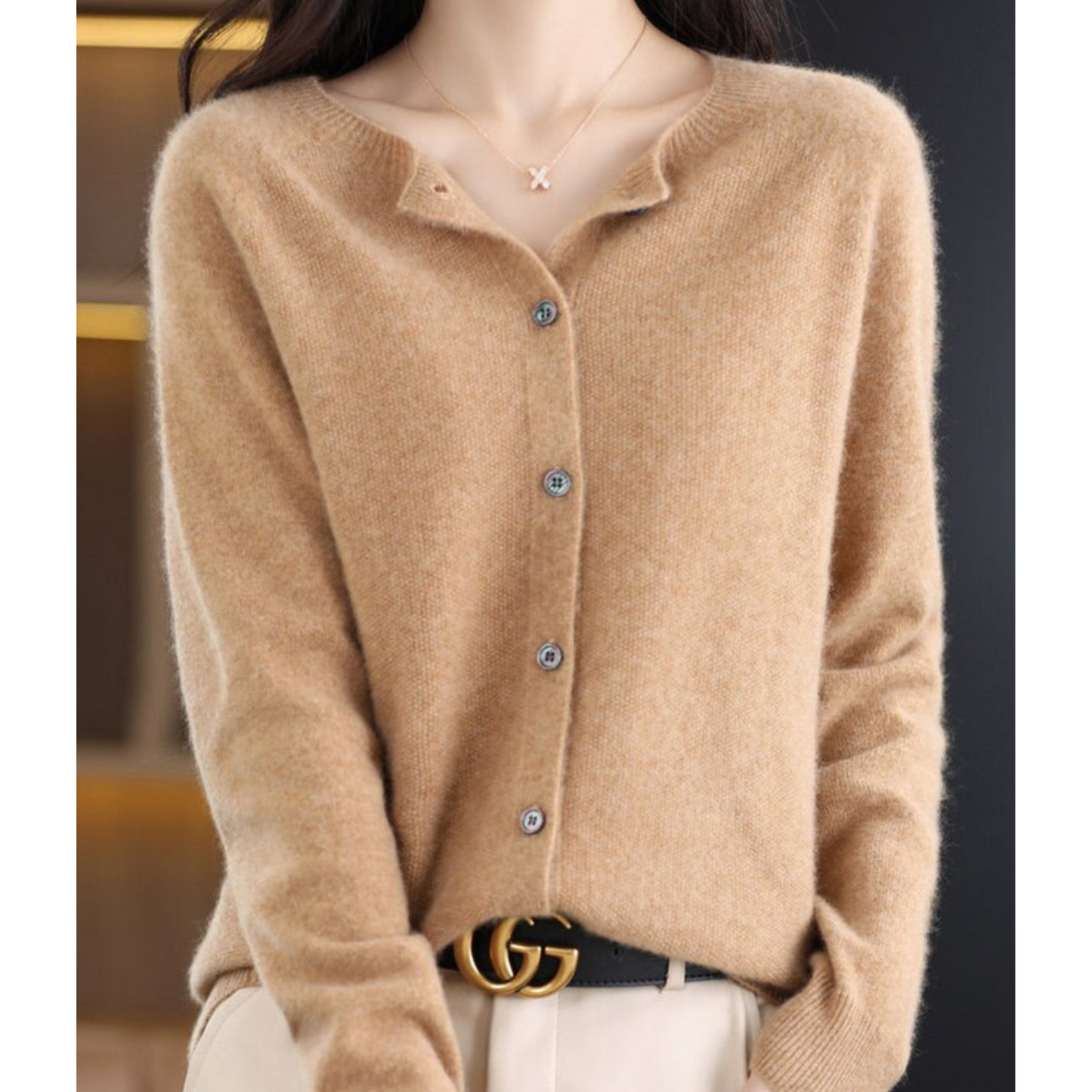 ANJA - Reine Merinowolle Damen O-Uringad Strickpullover