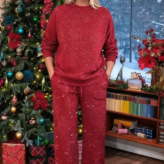 Damen-Glitzer-Weihnachts-Zweiteiler