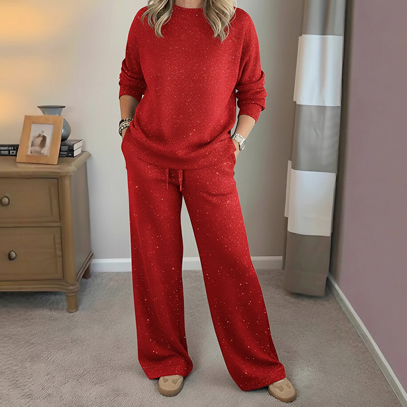Damen-Glitzer-Weihnachts-Zweiteiler