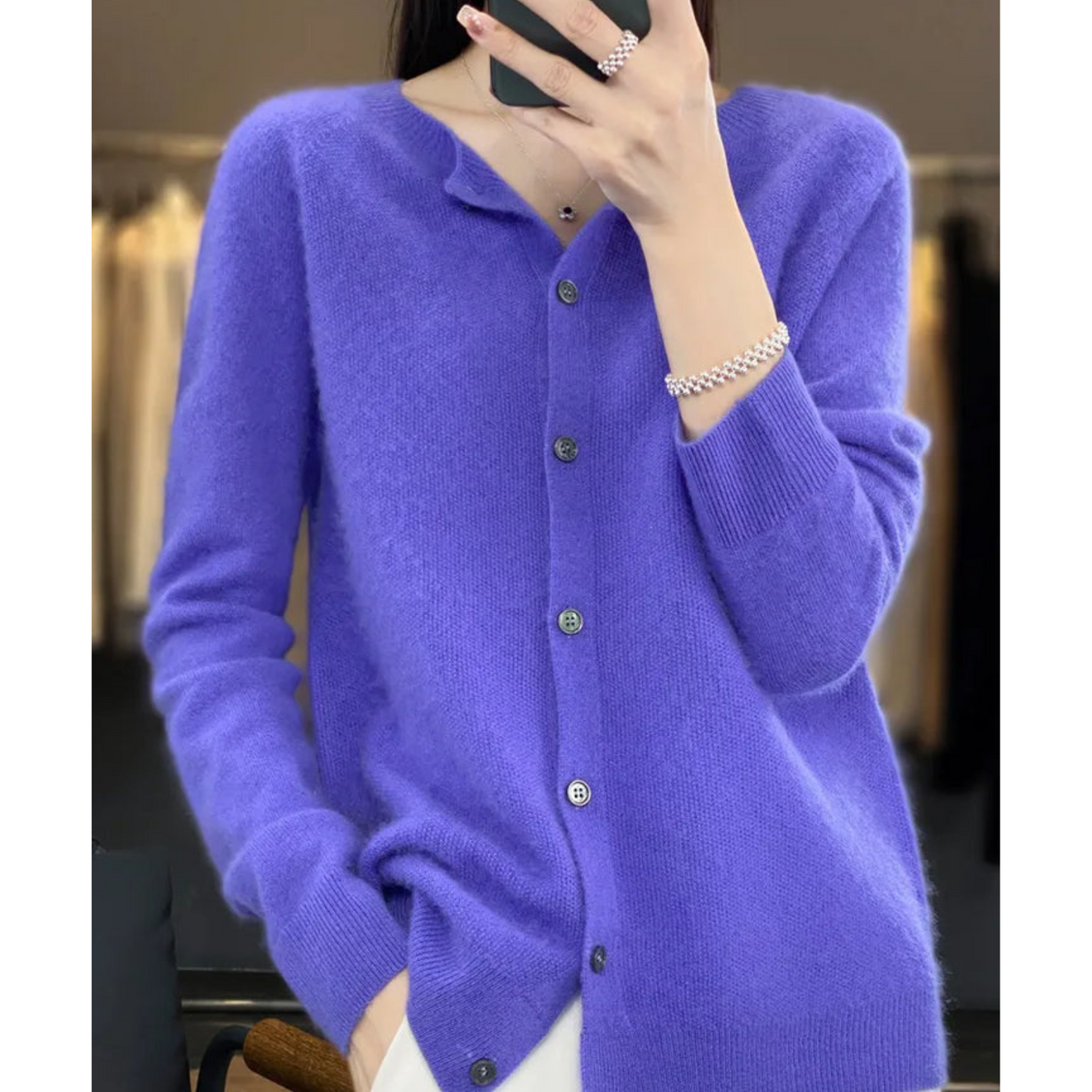 ANJA - Reine Merinowolle Damen O-Uringad Strickpullover