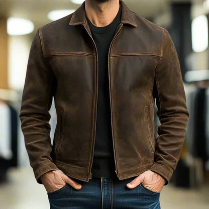 Carlo™ | Minimalistische Jacke mit Reißverschluss und Wildlederfinish