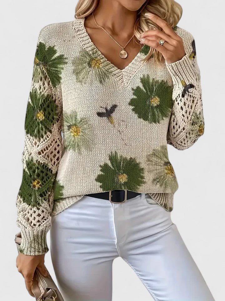 Aurélie | Eleganter Pullover mit Blumenmuster