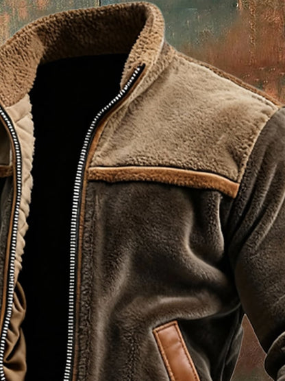 Vanhouten™ | Warme Velvet- und Kunstlederjacke mit Fleece-Futter