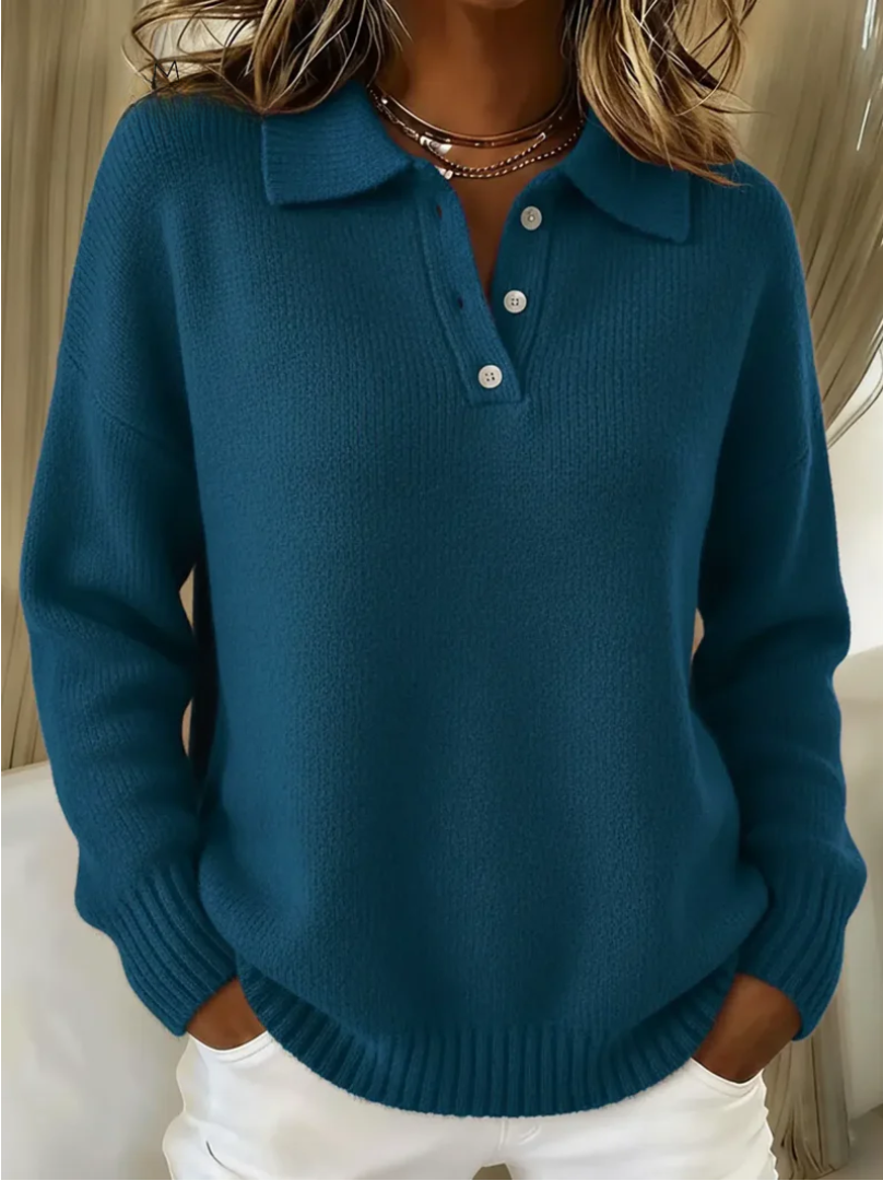 Olivia | Weiche Strickware mit Polo-Kragen