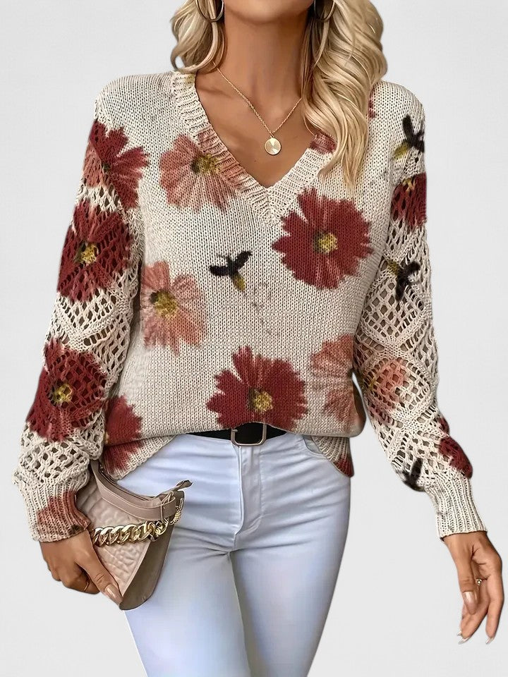 Aurélie | Eleganter Pullover mit Blumenmuster