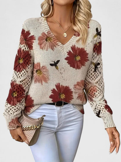 Aurélie | Eleganter Pullover mit Blumenmuster