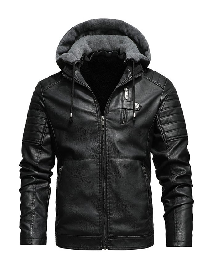 Vanhouten™ | Gebrauchte Lederlook-Jacke mit Kapuze