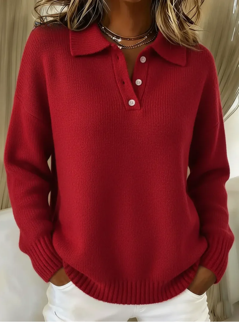 Olivia | Weiche Strickware mit Polo-Kragen