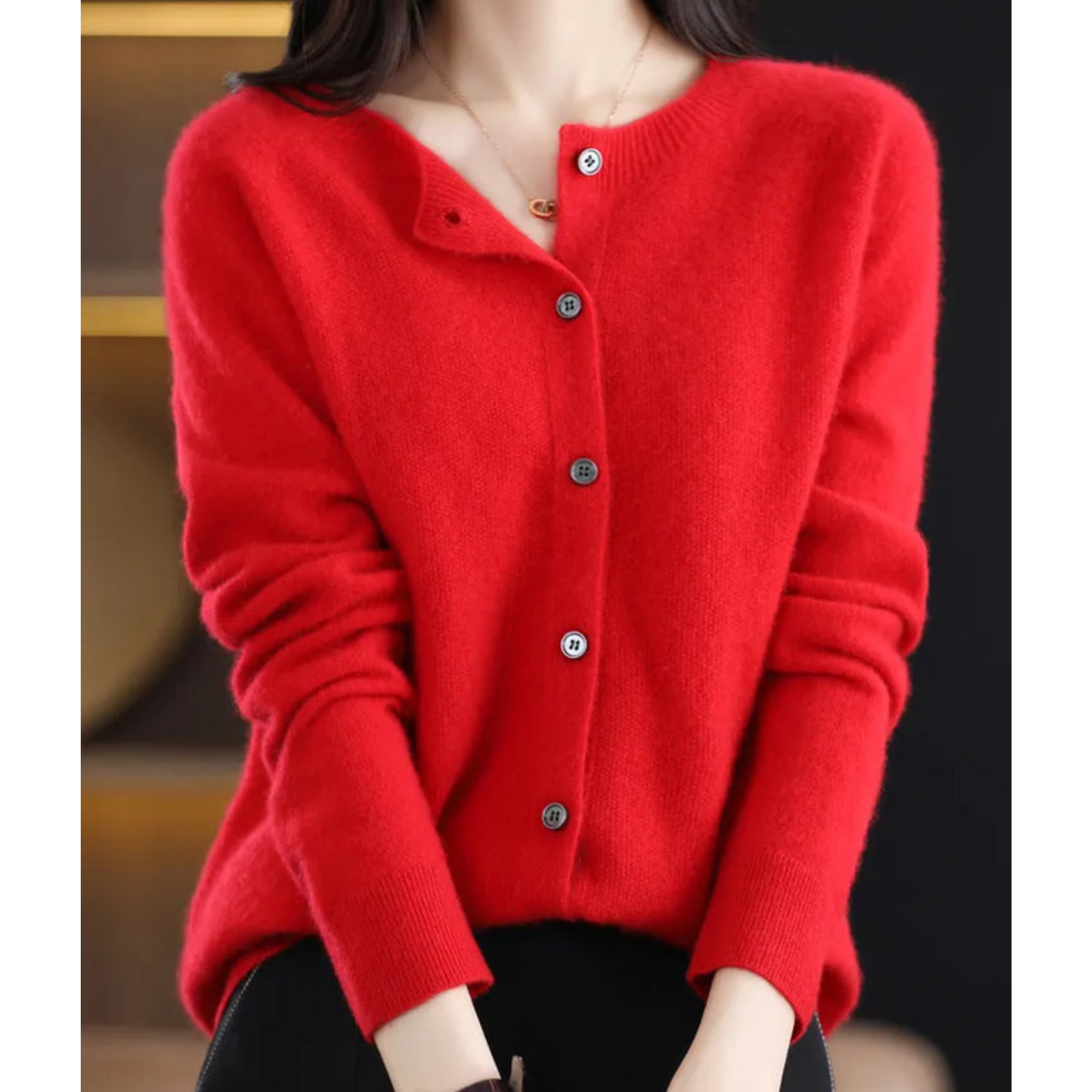 ANJA - Reine Merinowolle Damen O-Uringad Strickpullover