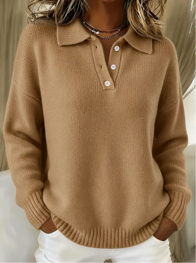 Olivia | Weiche Strickware mit Polo-Kragen