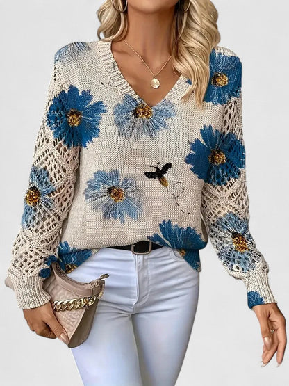 Aurélie | Eleganter Pullover mit Blumenmuster