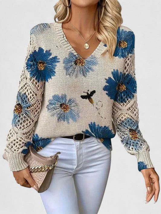 Aurélie | Eleganter Pullover mit Blumenmuster