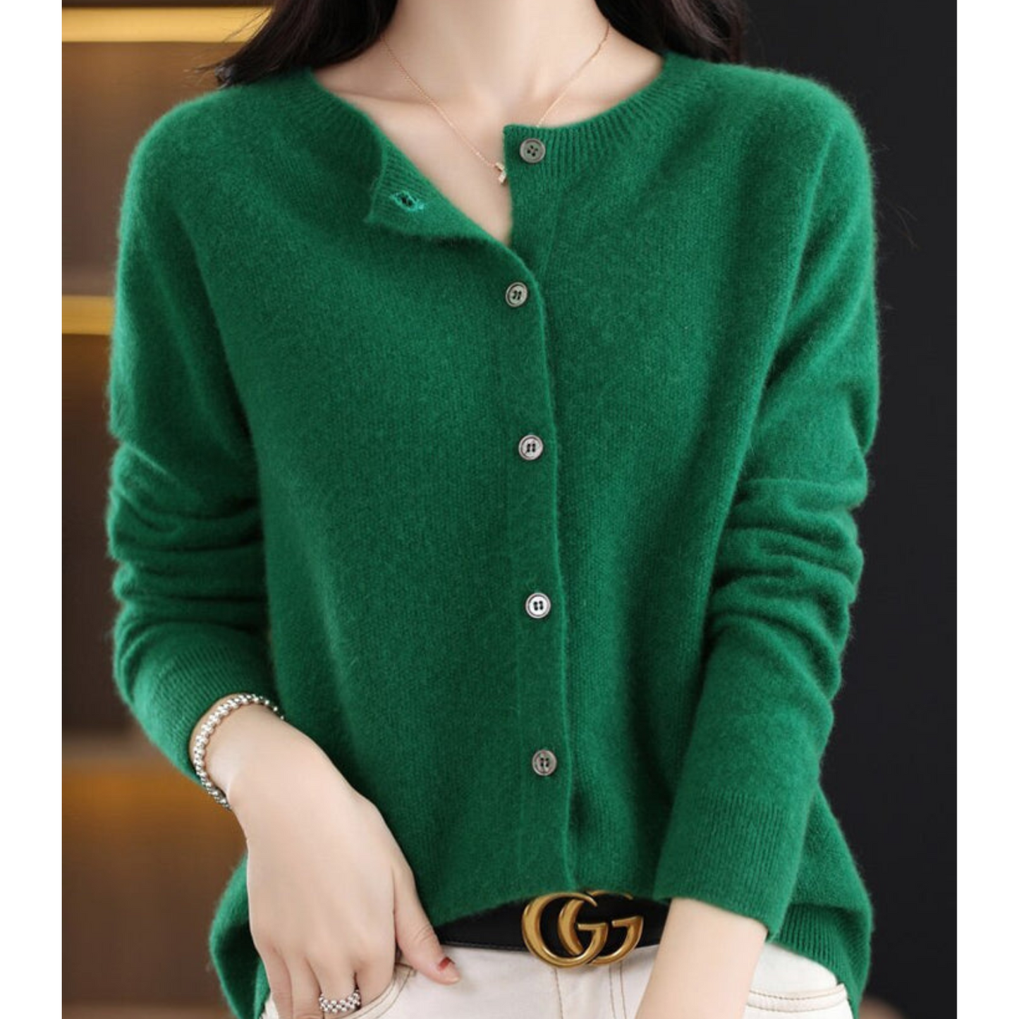 ANJA - Reine Merinowolle Damen O-Uringad Strickpullover