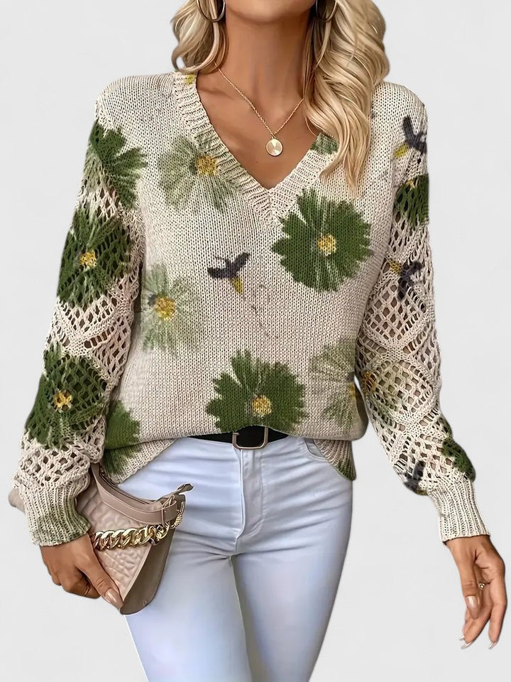 Aurélie | Eleganter Pullover mit Blumenmuster