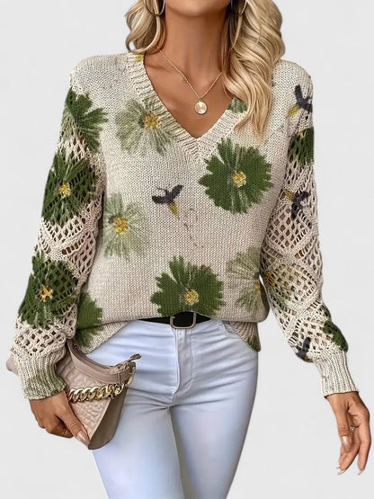Aurélie | Eleganter Pullover mit Blumenmuster