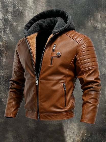 Vanhouten™ | Gebrauchte Lederlook-Jacke mit Kapuze