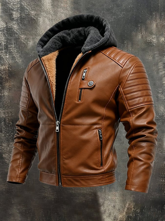 Vanhouten™ | Gebrauchte Lederlook-Jacke mit Kapuze