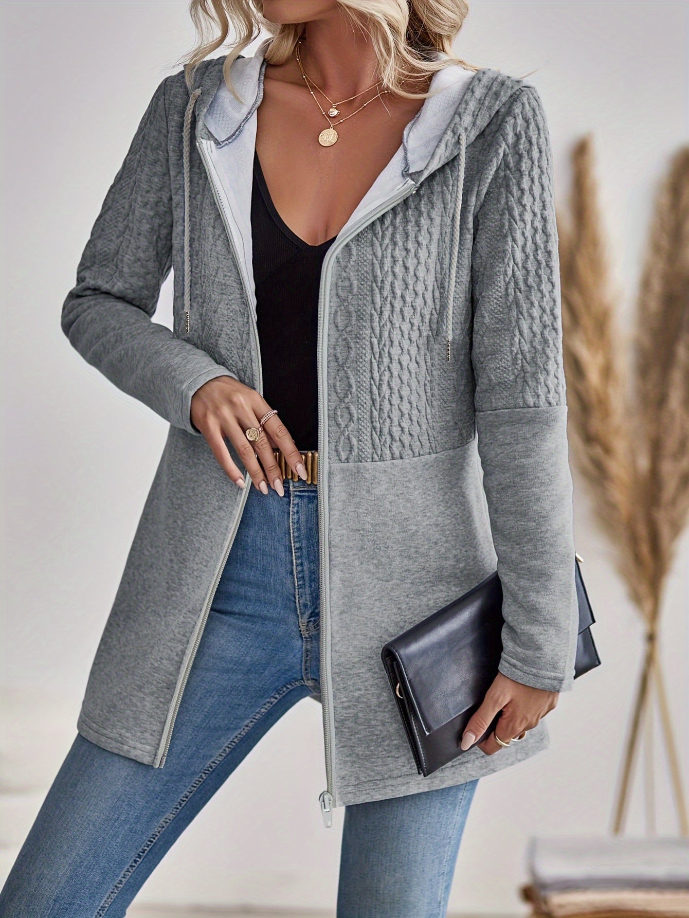 Vespara – Damen Sweatshirt mit Reißverschluss und elegantem Kapuzenpullover