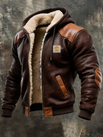 Warme Vintage-Jacke aus Kunstleder
