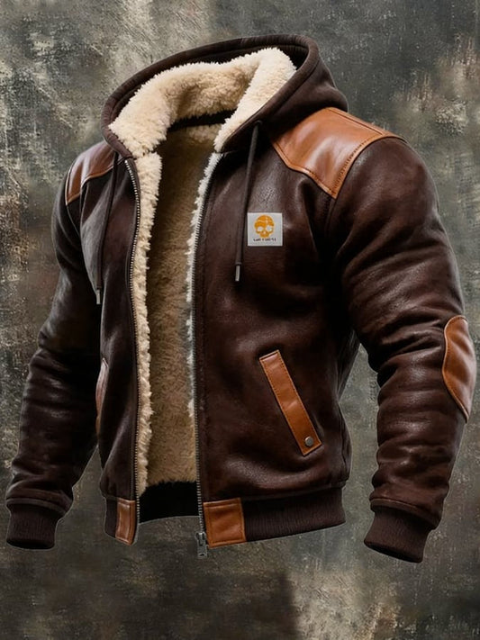 Warme Vintage-Jacke aus Kunstleder