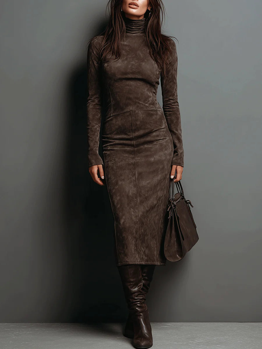 Ava | Wildleder Midi Kleid